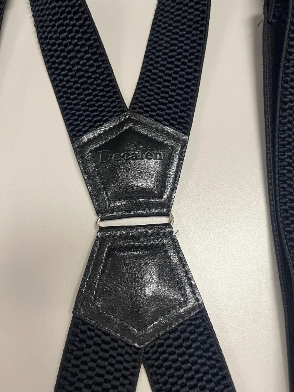 Decalen Black Men’s Elastic Suspenders with Silver Clips made in Poland